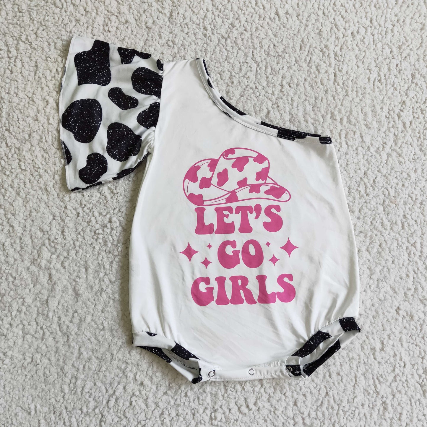 Western Print Baby Girls One Shoulder Summer Romper Sisters Wear