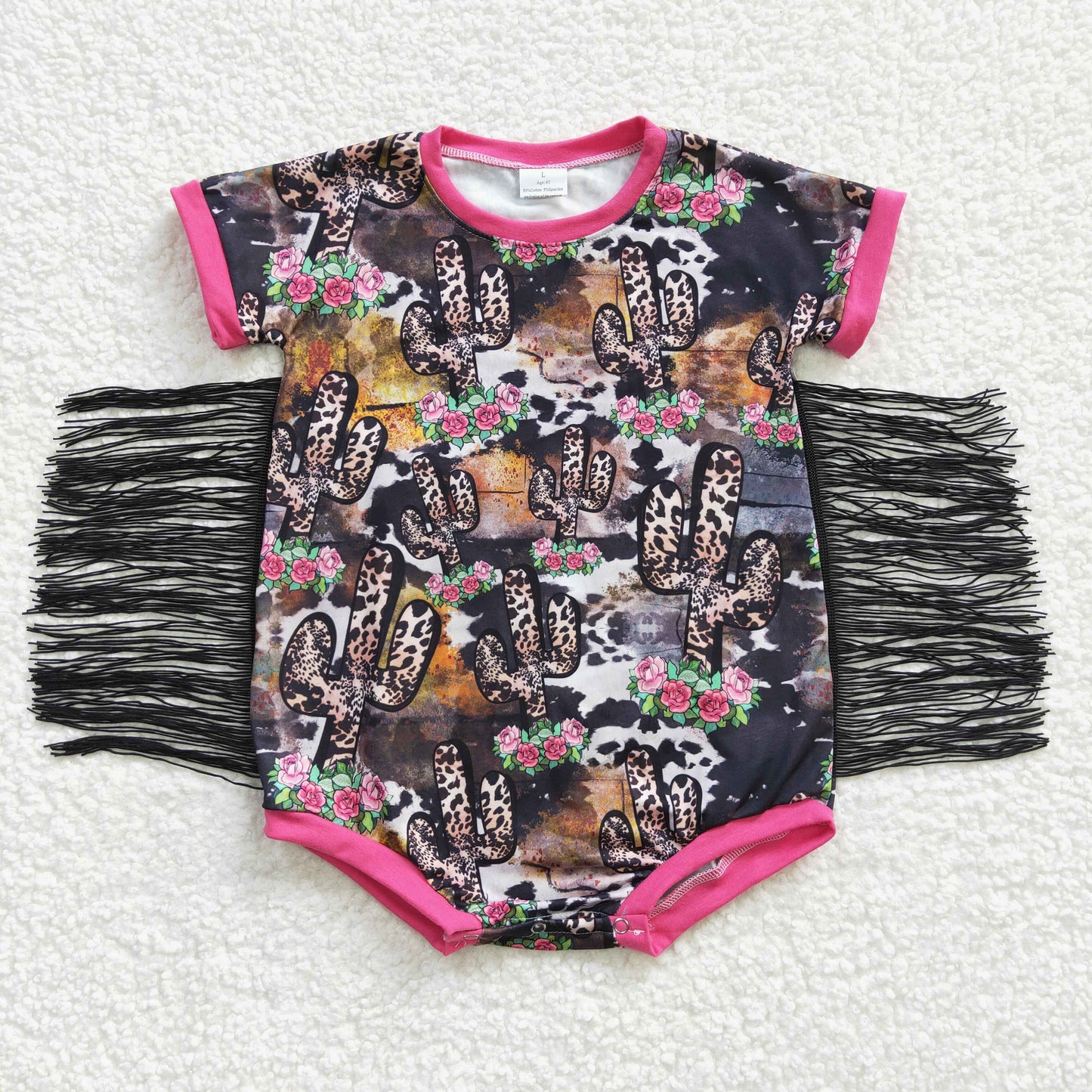 (Promotion)Baby girls leopard cactus floral print romper SR0108