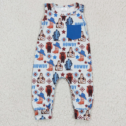 Baby western design sleeveless romper   SR0115
