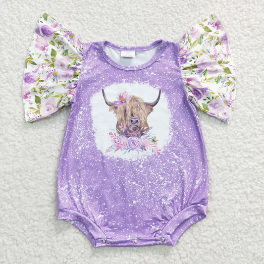 Baby girls flora cow print romper   SR0118