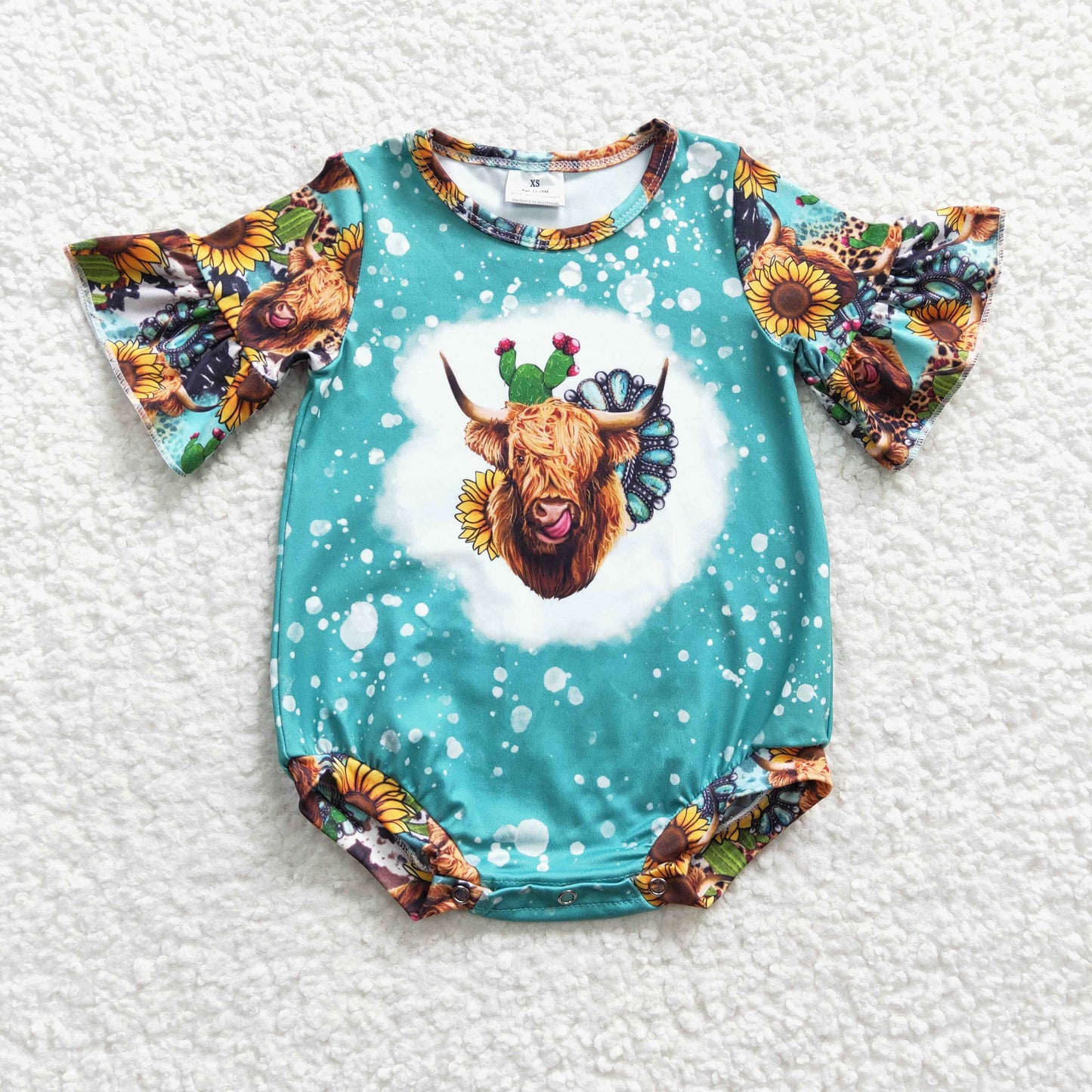 Girls cactus highland cow romper SR0126
