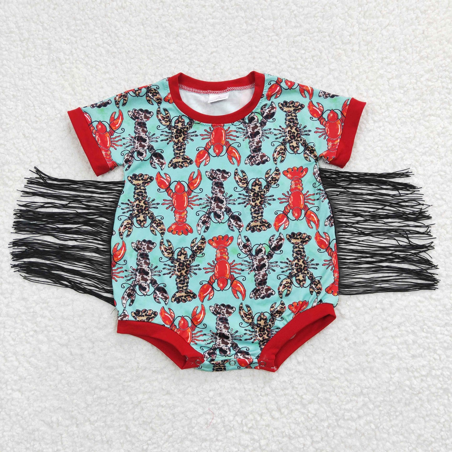 Baby fringe design lobster print romper SR0136