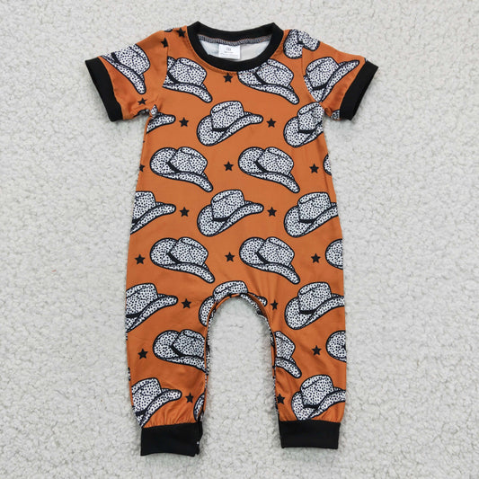 Baby hat print western romper   SR0141