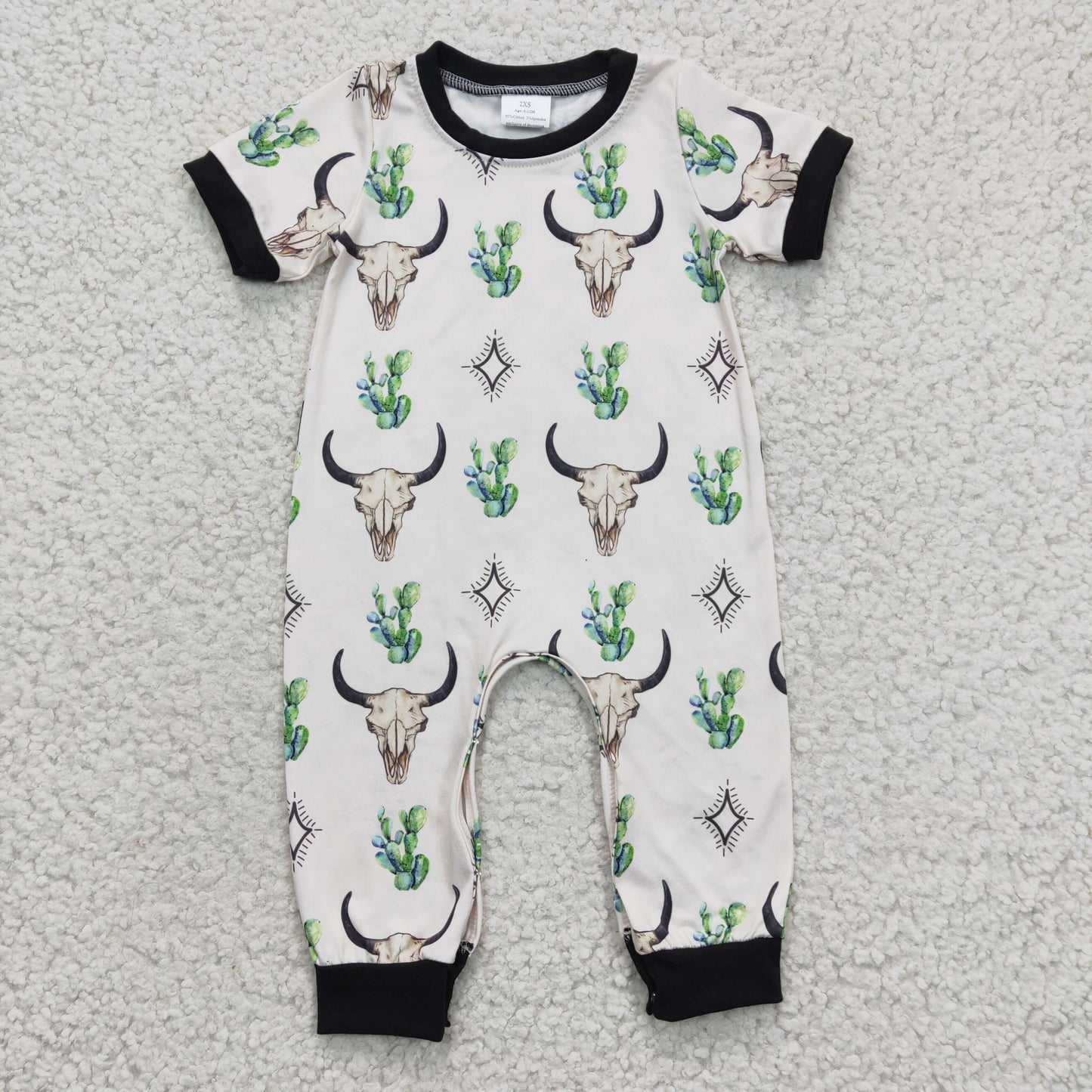 Baby cow print western romper SR0144