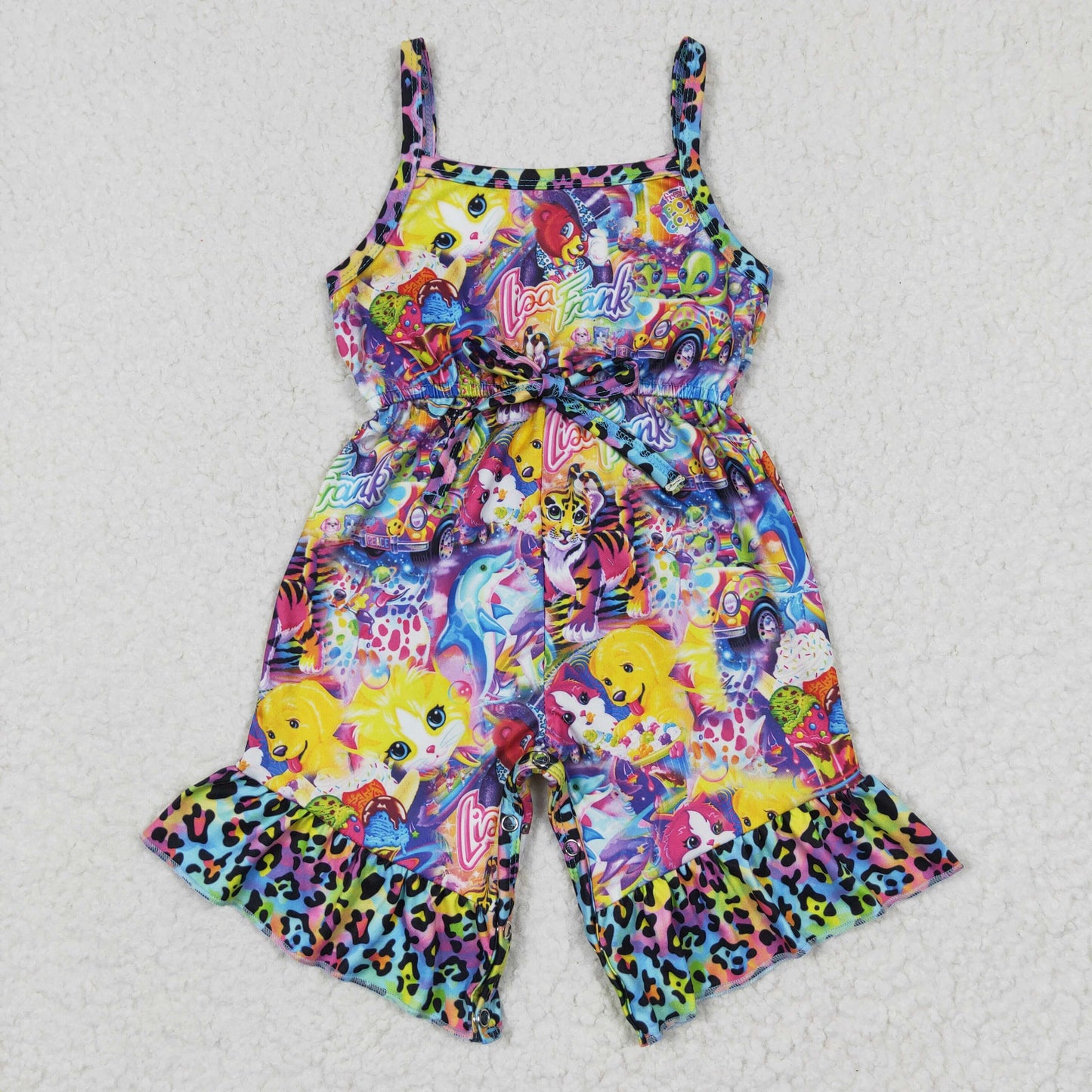 Girls sleeveless cartoon print jumpsuit SR0177