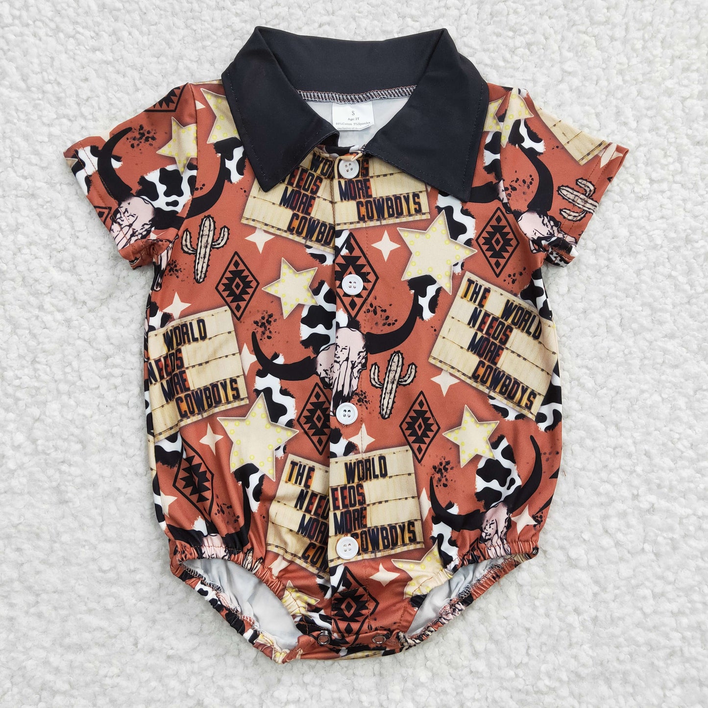 Baby boys western print buttons romper SR0193