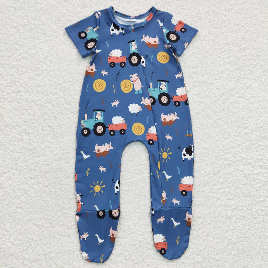 (Promotion)Baby farm print footie romper      SR0195
