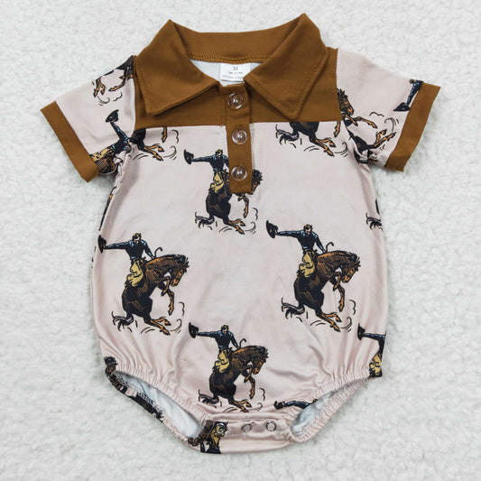 Baby boys rodeo print western romper      SR0222