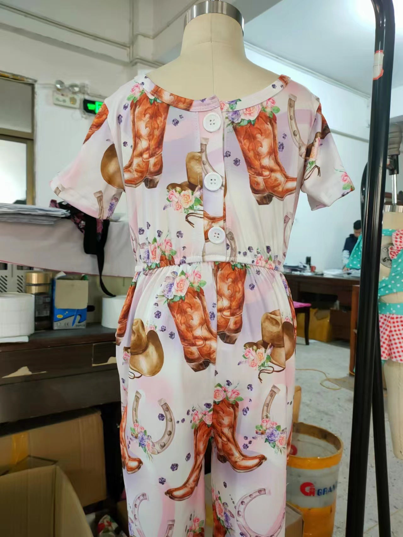 Girls flora boot hat print summer jumpsuit SR0225