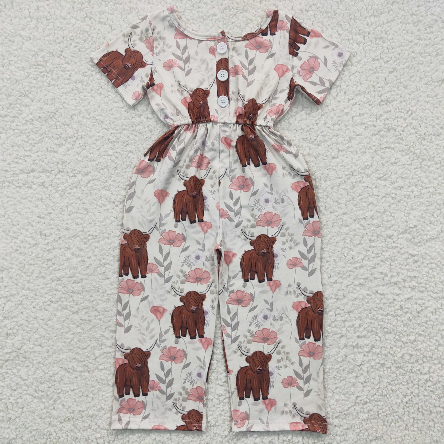 Girls highland cow print summer jumpsuit SR0227