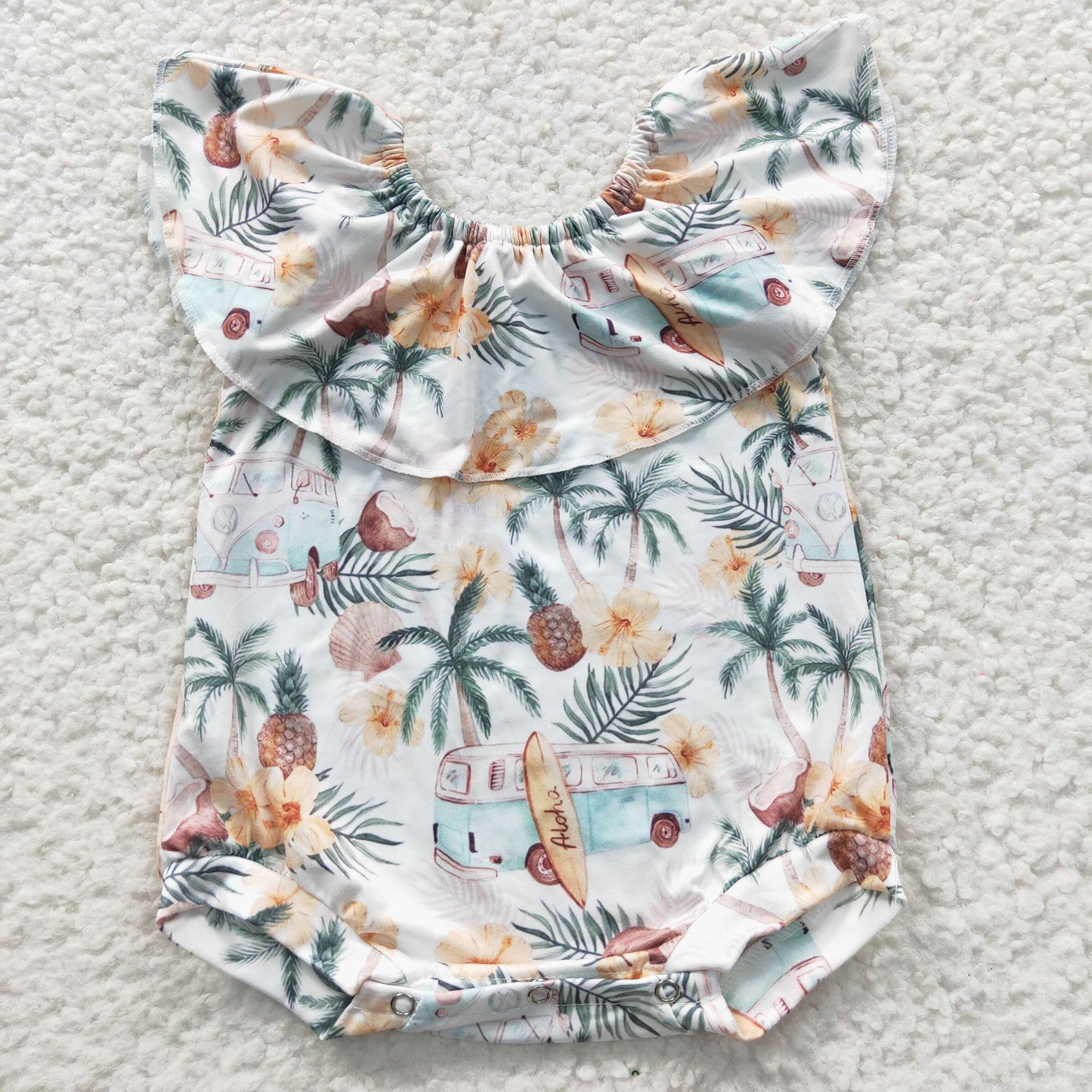 Girls coconut tree print summer romper SR0254