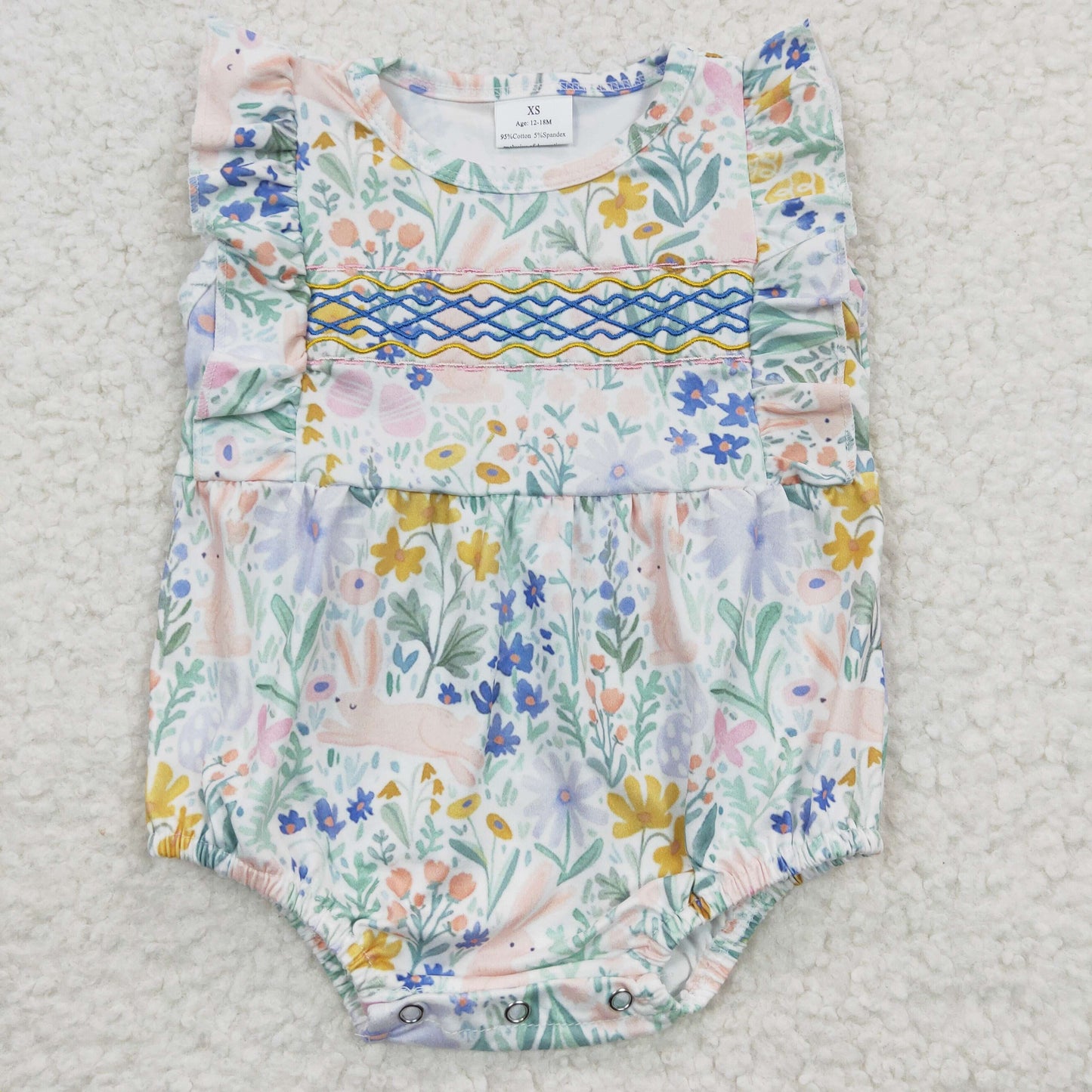 Baby girls floral bunny print Easter romper SR0262