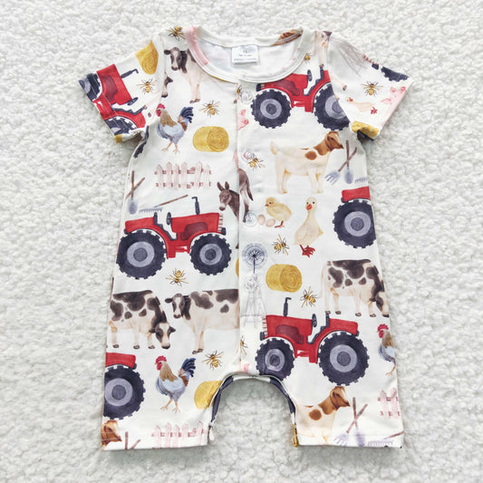 Baby boys farm print summer western Romper      SR0279