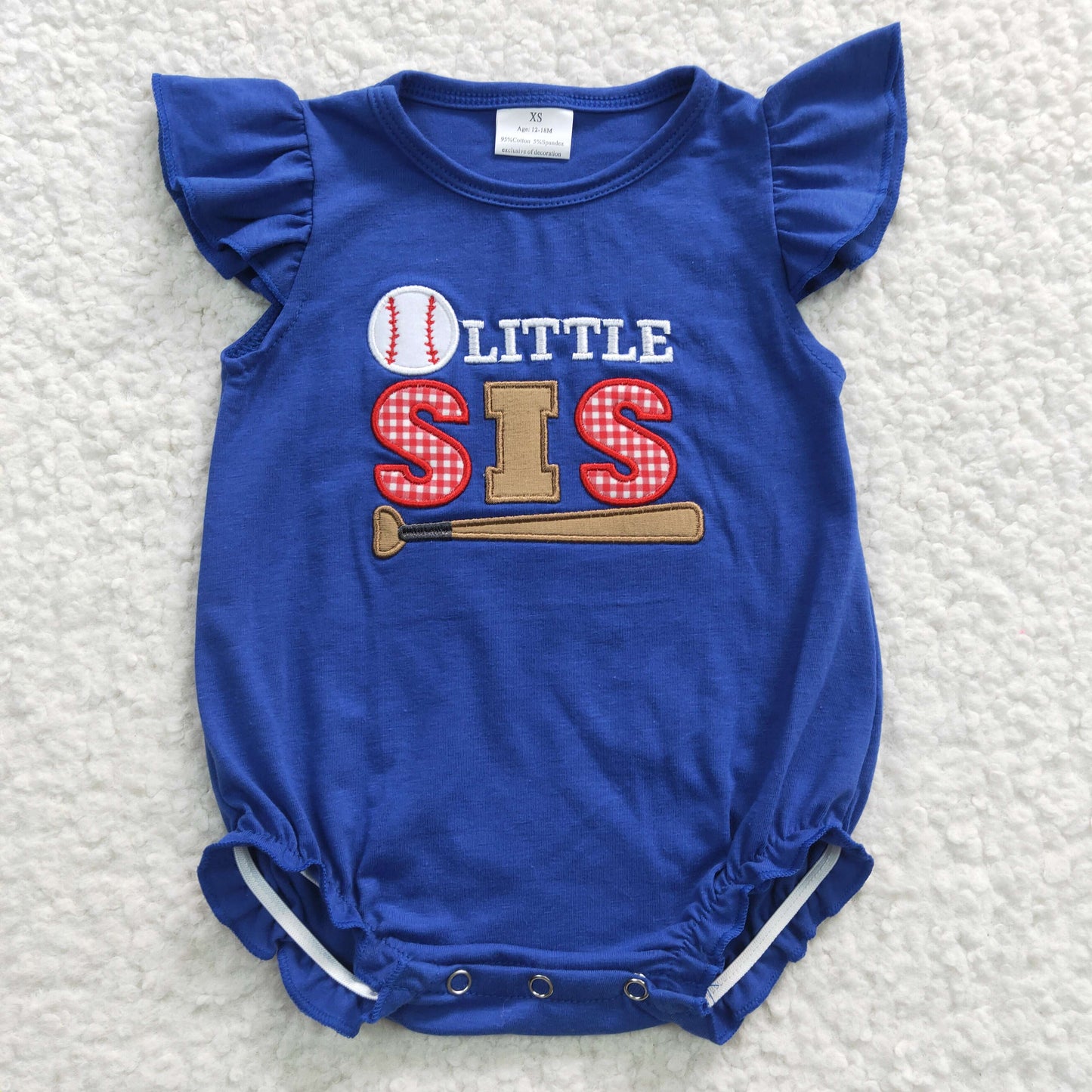 Little sis print baby girls baseball summer romper SR0290
