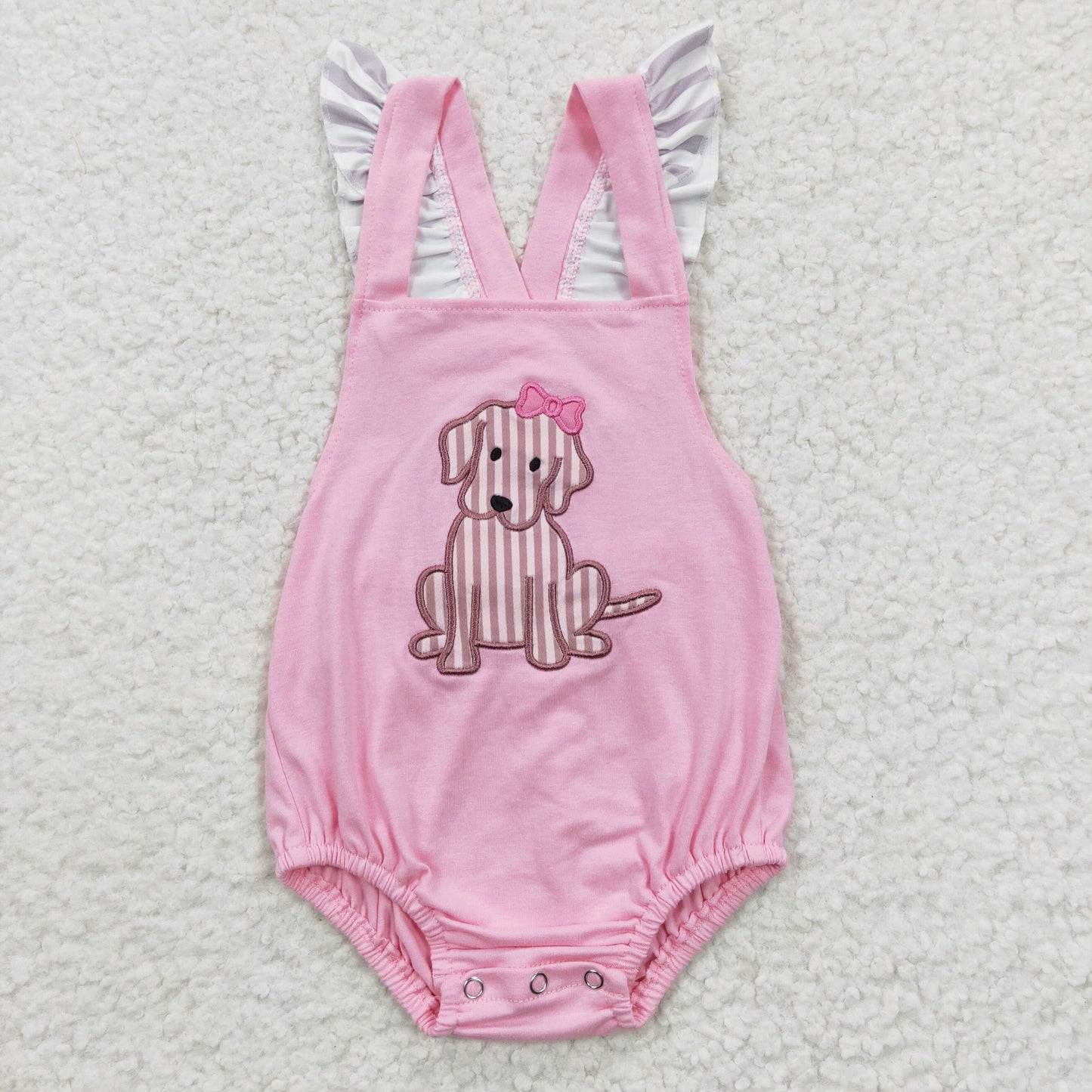 Baby girls pink dog summer romper SR0303