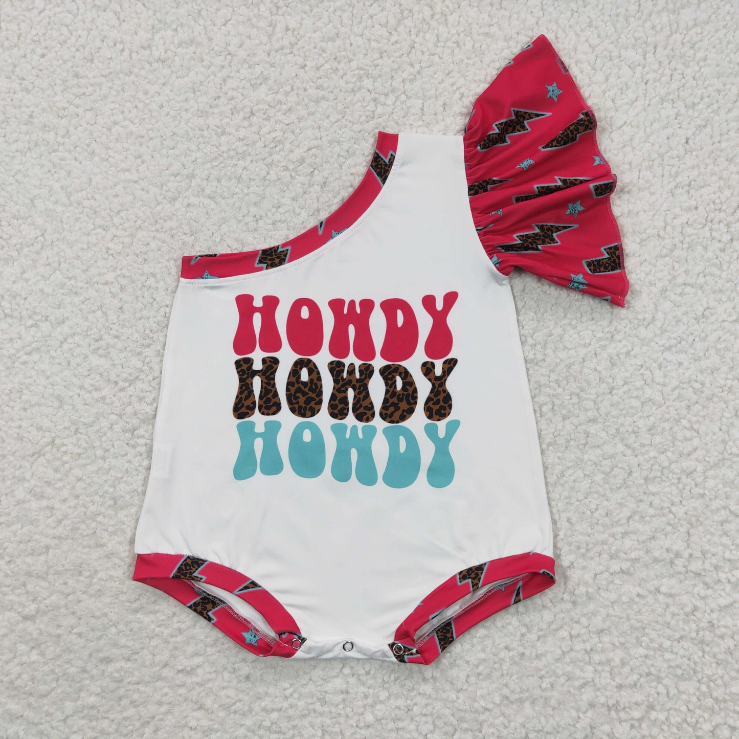Western Print Baby Girls One Shoulder Summer Romper Sisters Wear