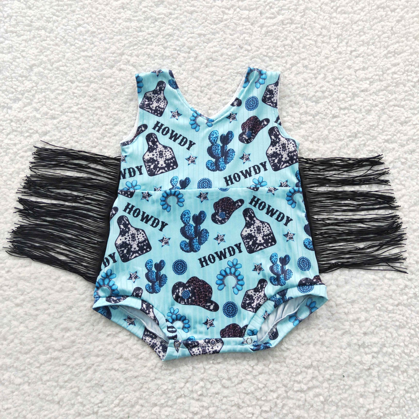 Girls howdy summer western tassels romper SR0323