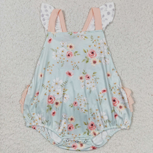SR0336 Baby girls floral print bubble romper
