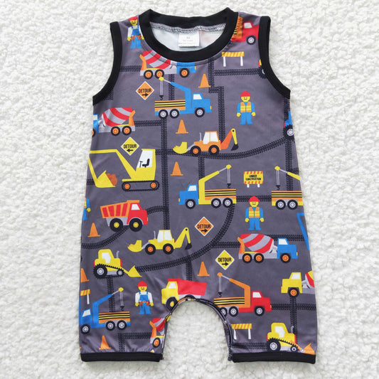 Baby boys construction print summer romper SR0341