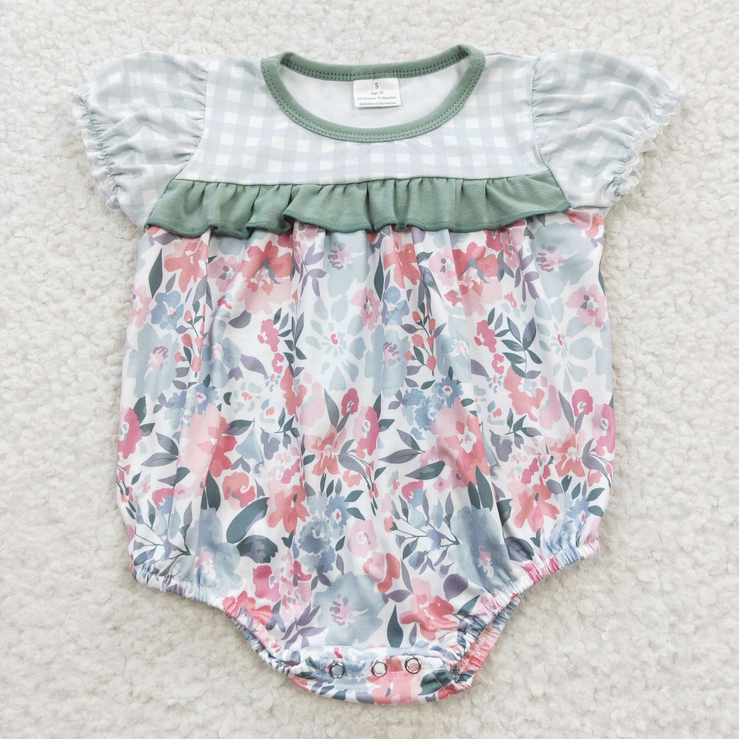 Baby girls floral plaid print summer romper SR0345