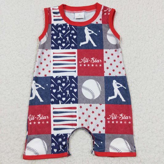 Baby all star baseball print summer romper SR0356