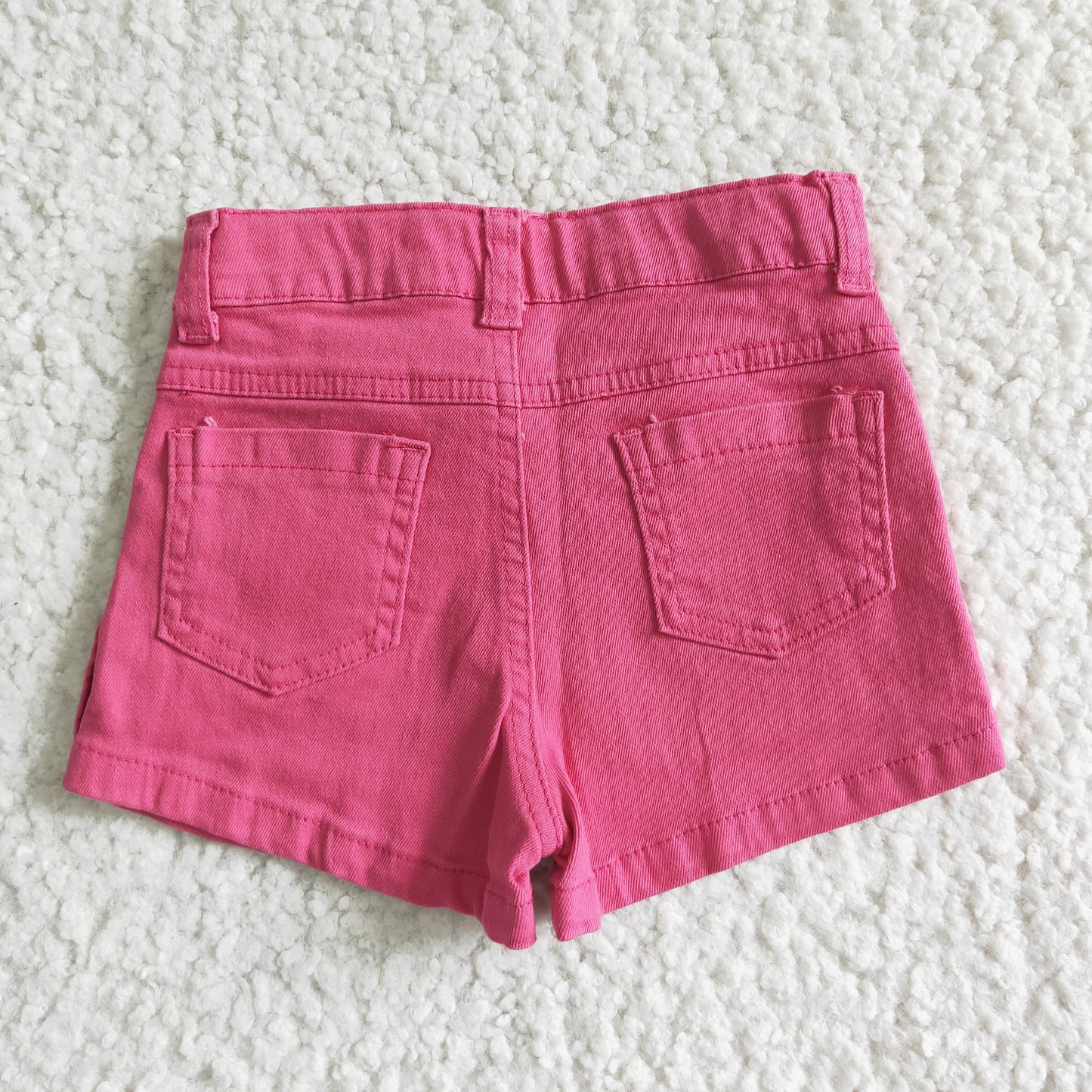 SS0013 Girls hot pink ruffle denim summer shorts