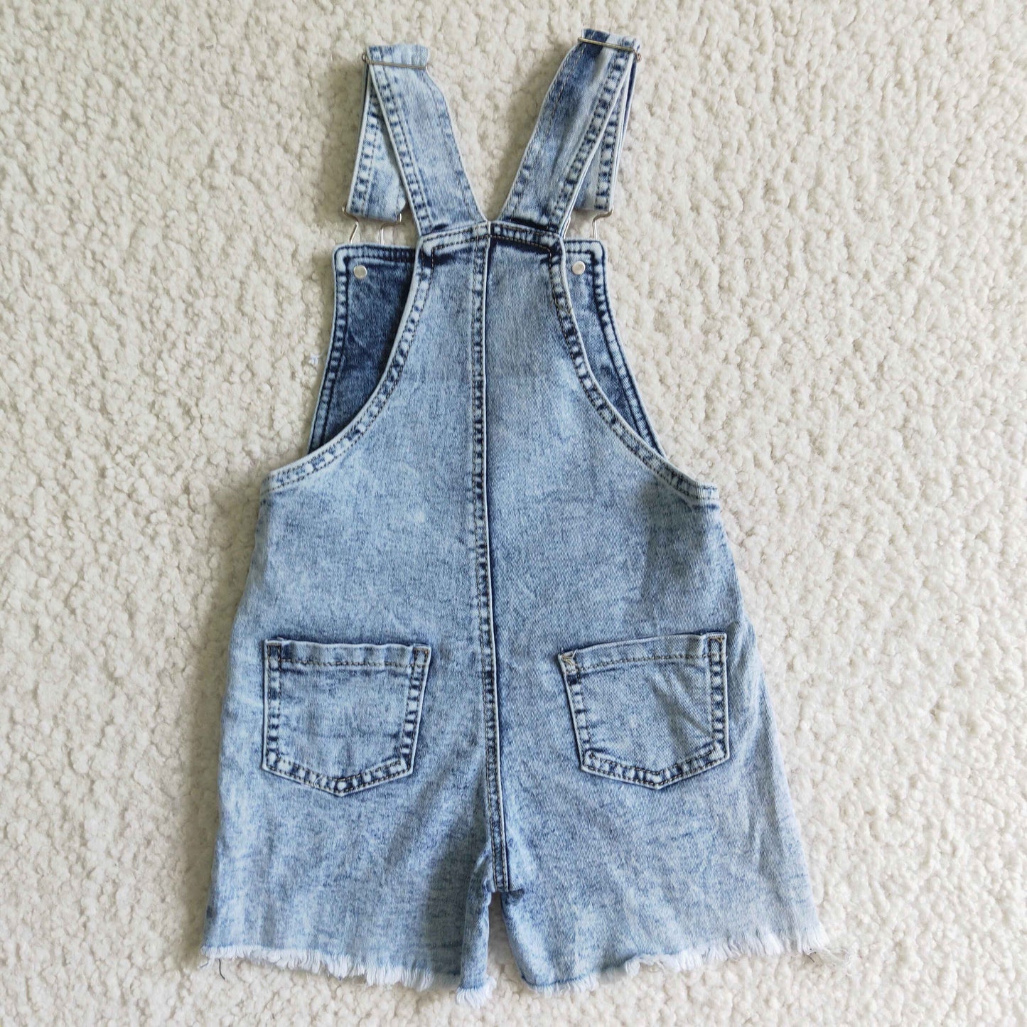 Baby girls peach print suspender denim overall shorts jumpsuit SS0022