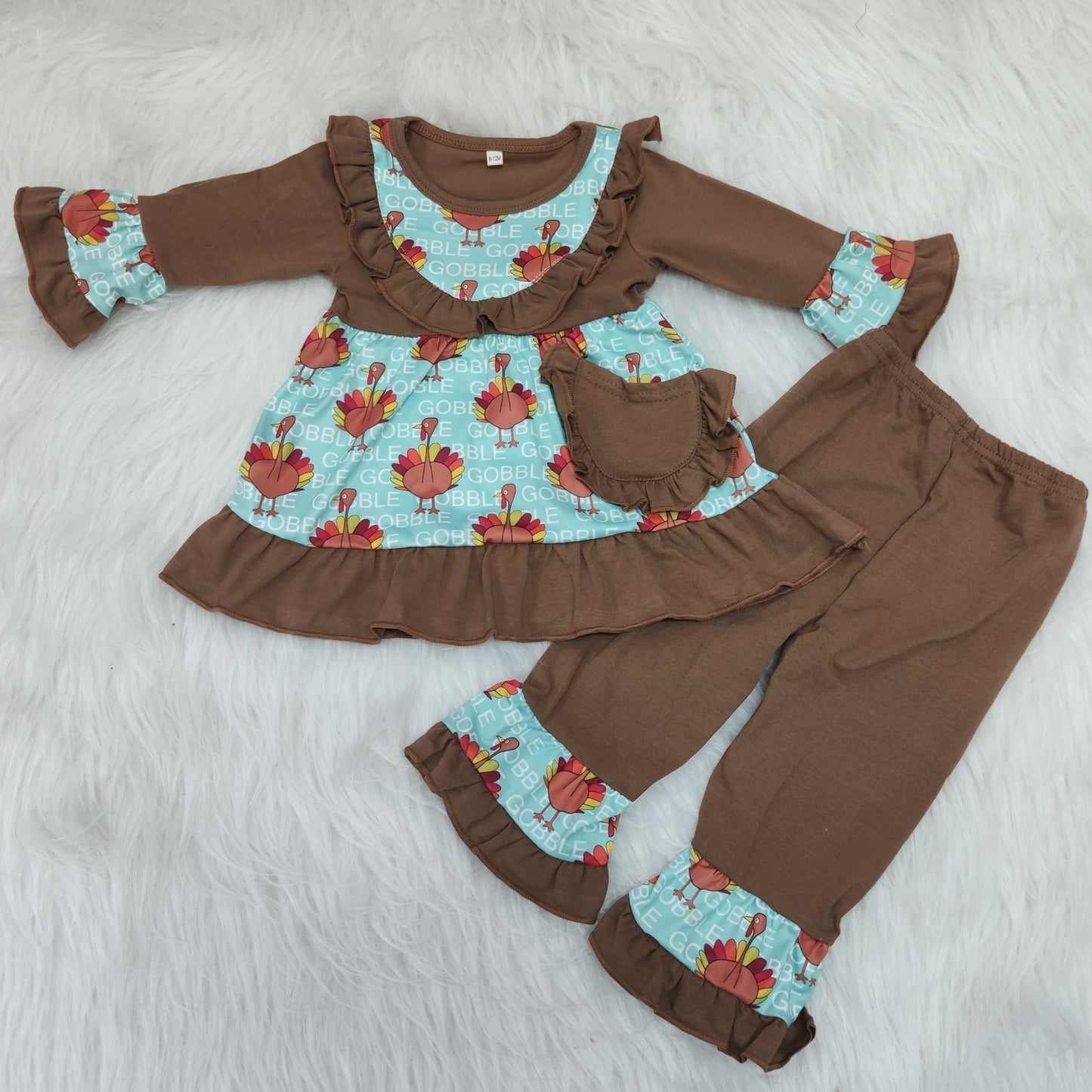 Long sleeve ruffles pant turkey outfits