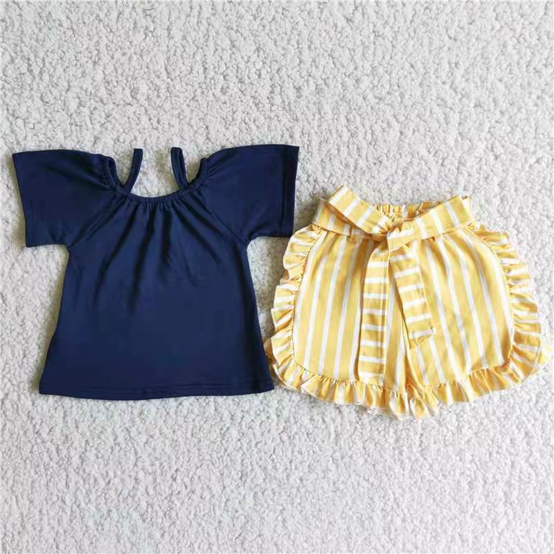 (Promotion)Short sleeve ruffles shorts summer outfits D4-28
