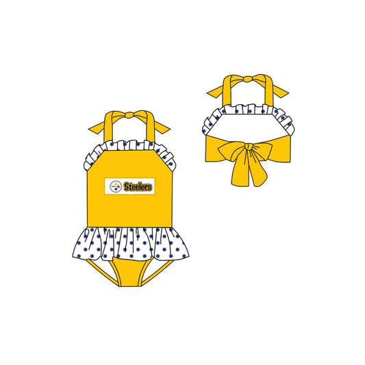 (Custom Design Preorder MOQ 5) Girls ruffles summer one piece swimsuits NO.4