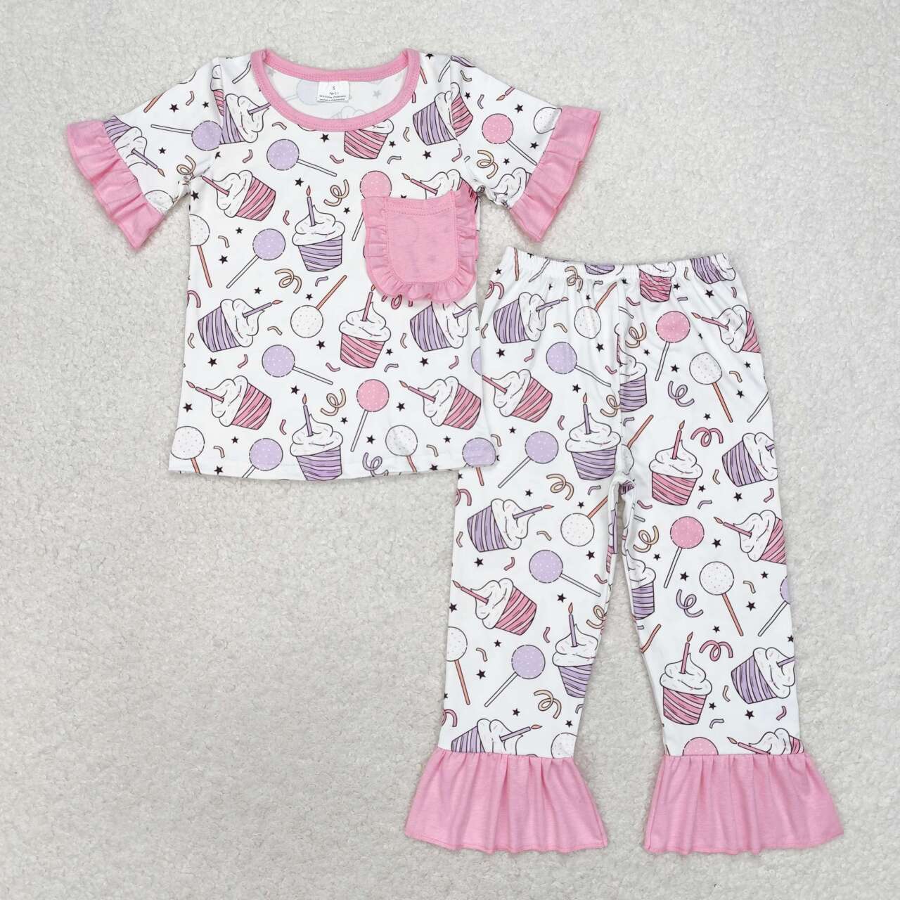 Cake Lollipop Print Sibling Birthday Matching Pajamas Clothes