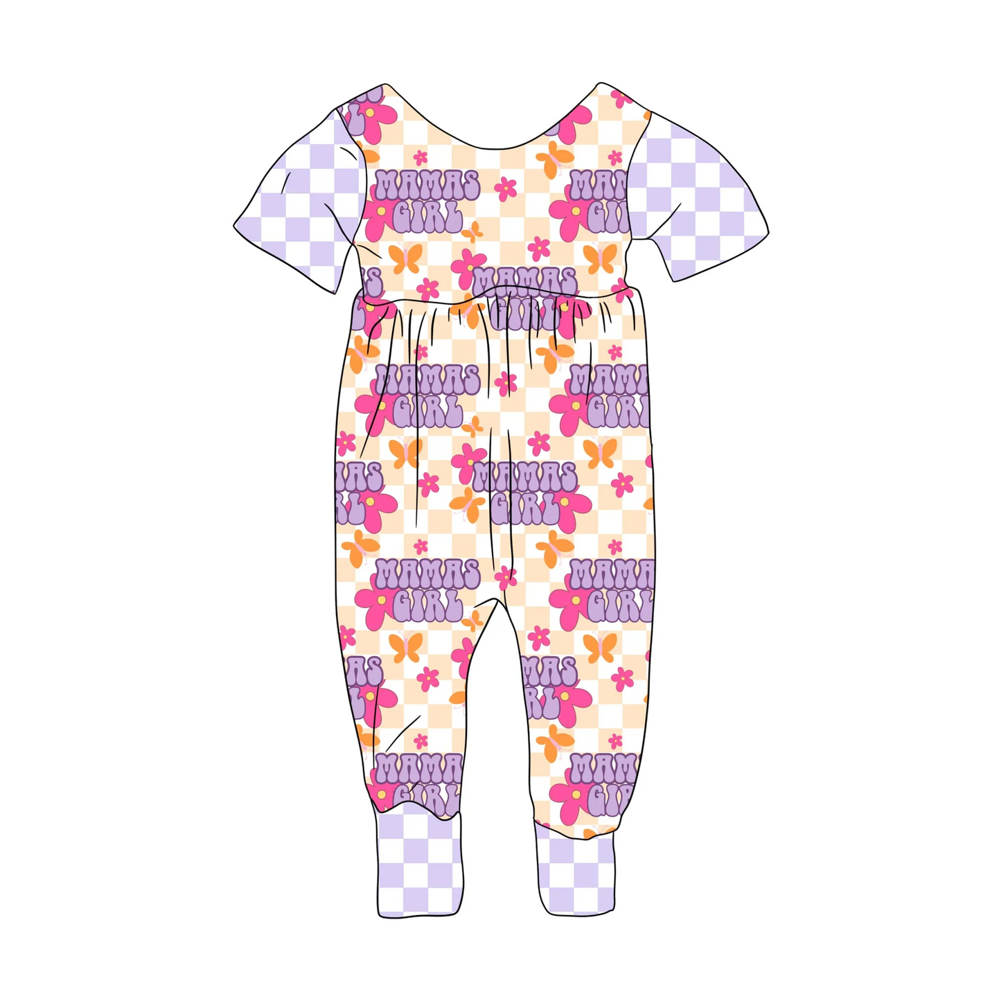 3.10(Custom Design Preorder MOQ 5) MAMA'S GIRL Flowers Print Girls Summer Jumpsuits