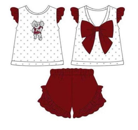 (Custom Design Preorder MOQ 5) Team's Alabama Print Girls Summer Clothes Set