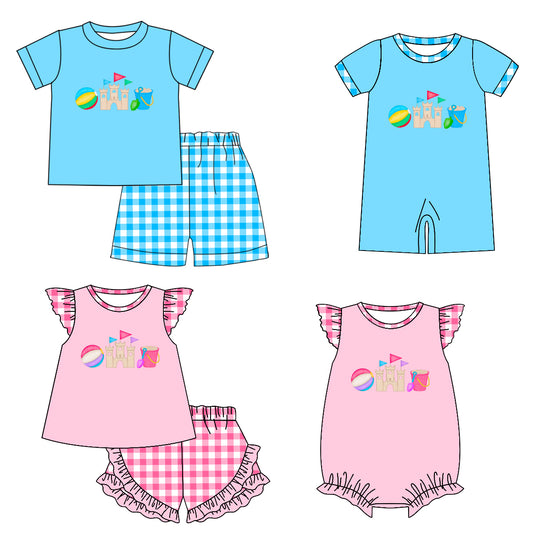 12.4 (Custom Design Preorder MOQ 5 Each Design) Beach Ball Print Kids Summer Matching Clothes Sibling Wear