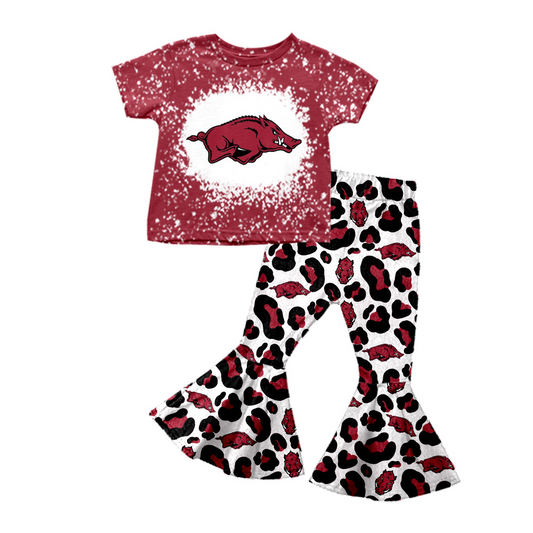 (Split Order Preorder) Deadline November 24 Team's ARKANSAS Print Bell Pants Girls Clothes Set