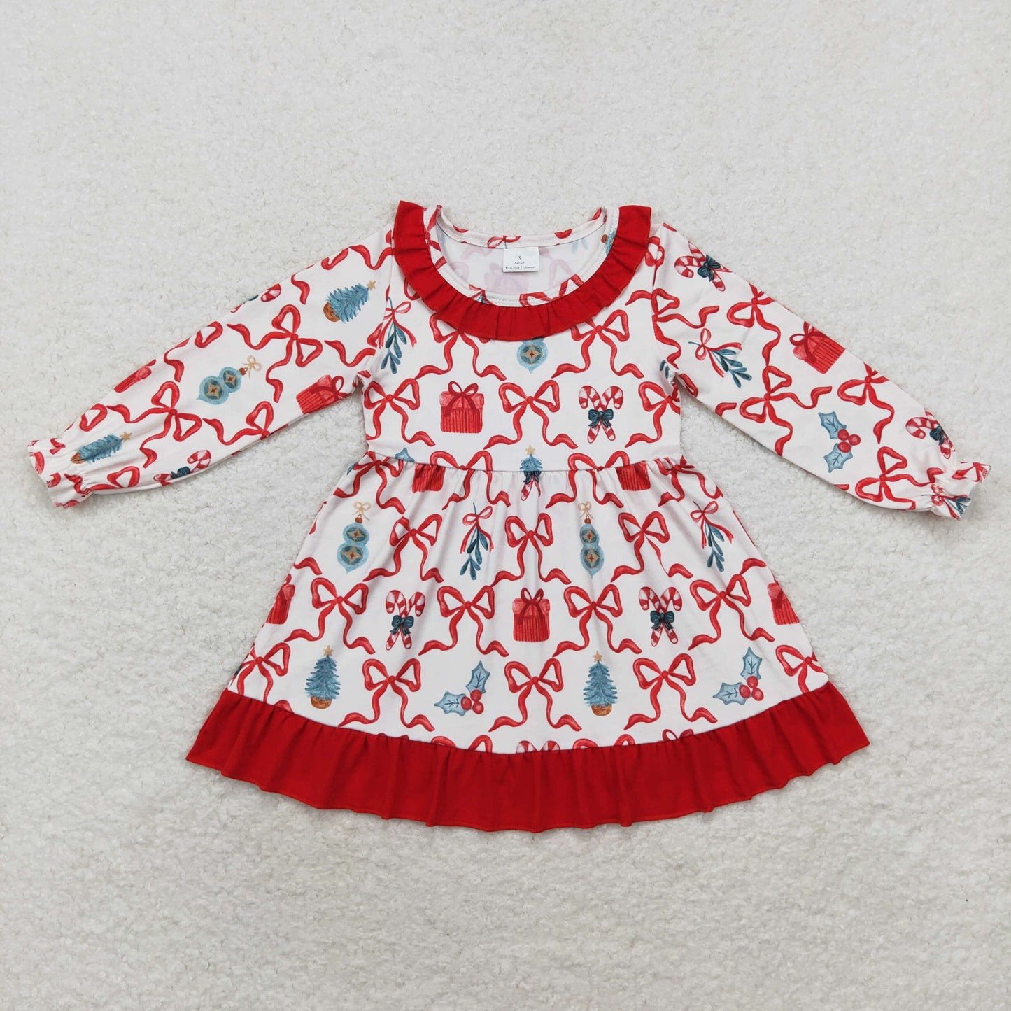 Candy Cane Bows Holly Print Sister Christmas Pajamas Clothes