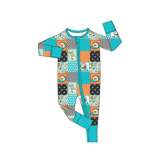 (Custom Design Preorder MOQ 5) LIL DUDE Plaid Print Baby Boys Sleeper Zipper Romper