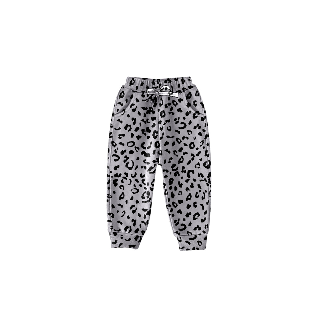 (Custom Design Preorder MOQ 5) Grey Leopard Print Girls Pants