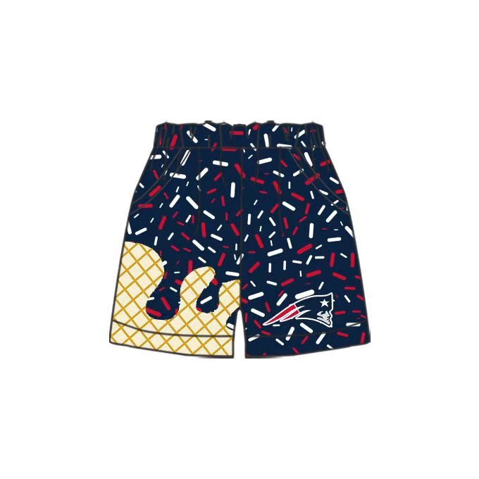 (Custom Design Preorder MOQ 5 Each Item) Team's Navy Sprinkles Print Summer Bottom Shorts Mom and Me Matching Clothes