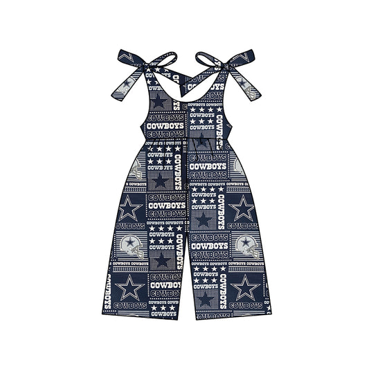 (Custom Design Preorder MOQ 5) Team's COWBOYS Print Girls Summer Jumpsuits