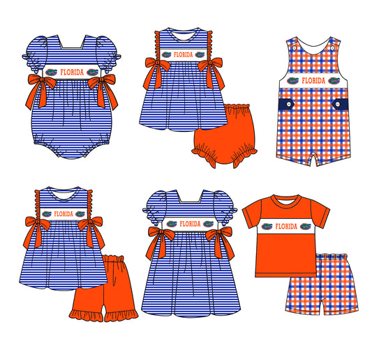 (Custom Design Preorder MOQ 5 Each Design) Team's Florida Print Kids Summer Matching Clothes Sibling Wear
