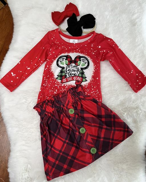 (Promotion)Long sleeve red mouse top skirt Christmas outfits   6 A1-20