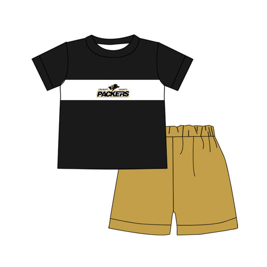 (Custom Design Preorder MOQ 5) Team's PACKERS Top Shorts Boys Summer Clothes Set