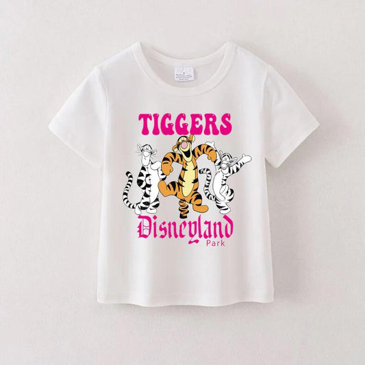 (Custom Design Preorder MOQ 5) Cartoon Tiggers Print Kids Summer Tee Shirts Top