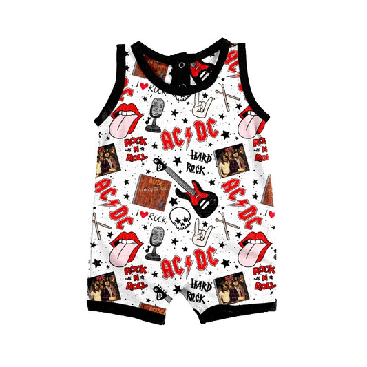 (Custom Design Preorder MOQ 5) Singer ACDC Print Baby Boys Summer Romper