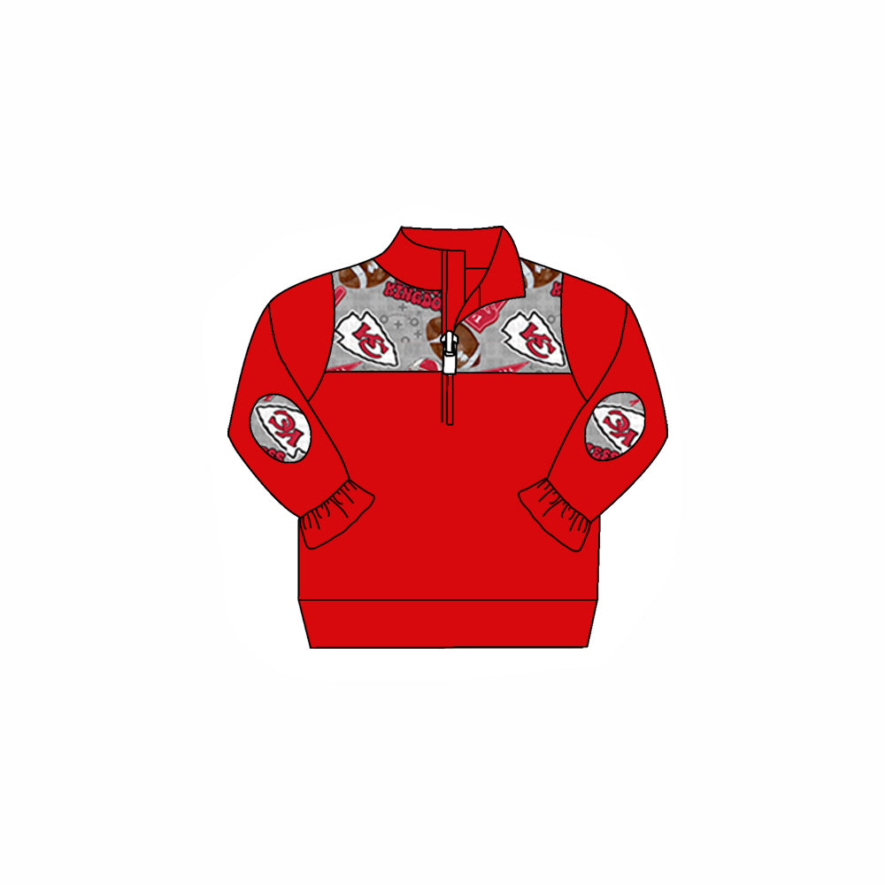 (Custom Design Preorder MOQ 5) Team's KC Red Print Girls Pullover Zipper Tee Shirts Top