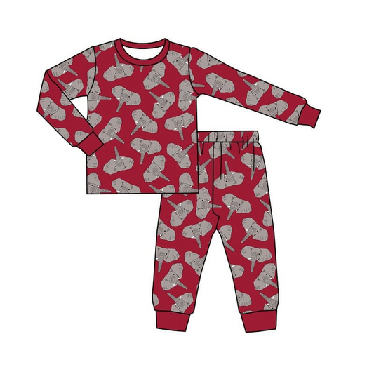 (Custom Design Preorder MOQ 5)  Team's Alabama Print Boys Pajamas Bamboo Clothes Set