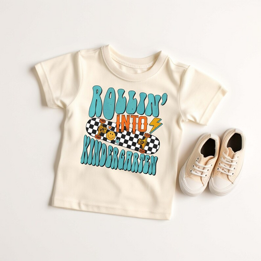 (Custom Design Preorder MOQ 5) Rollin Scooter Print Boys Summer Tee Shirts Top