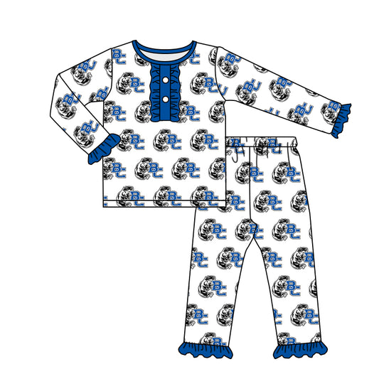 (Custom Design Preorder MOQ 5)  Team's BC Blue Print Girls Pajamas Clothes Set