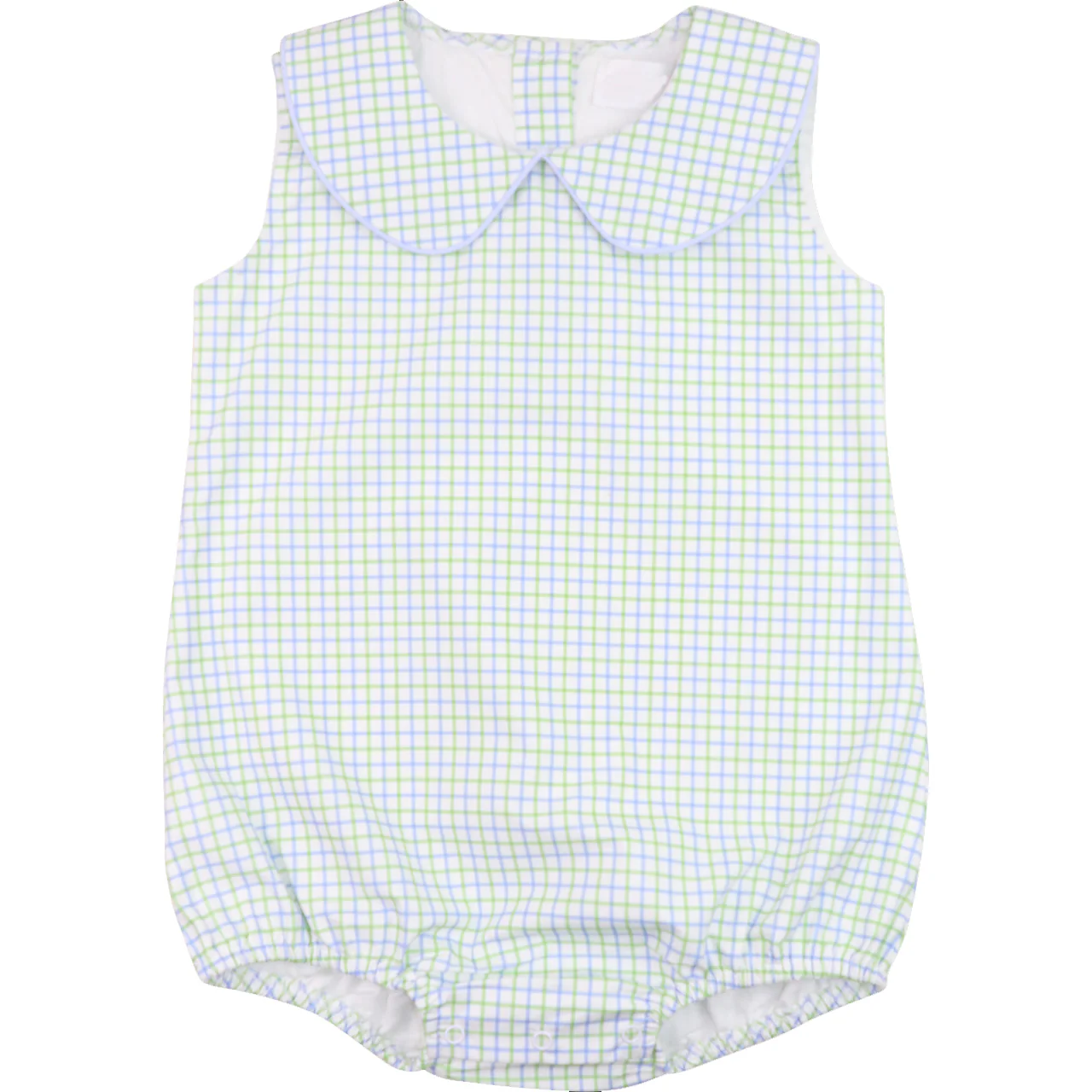 (Custom Design Preorder MOQ 5) Green Plaid Print Baby Girls Romper